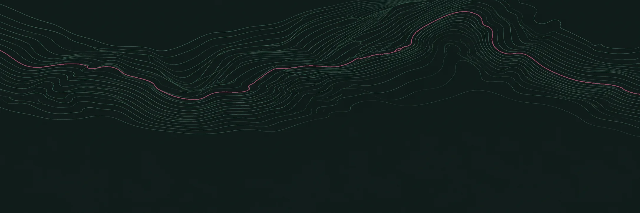 Abstract topographic contours rising to a ridge line